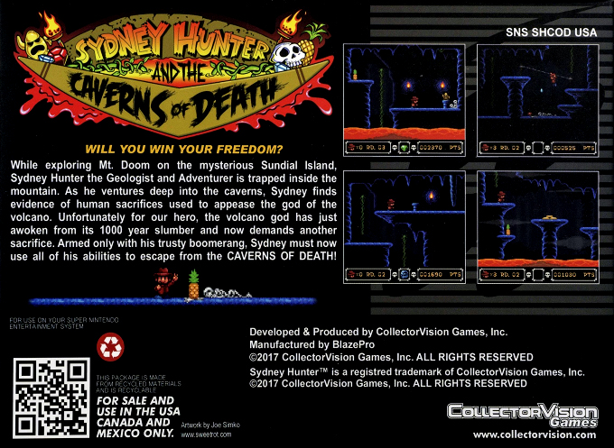 Sydney Hunter And The Caverns Of Death (Homebrew) — Box back